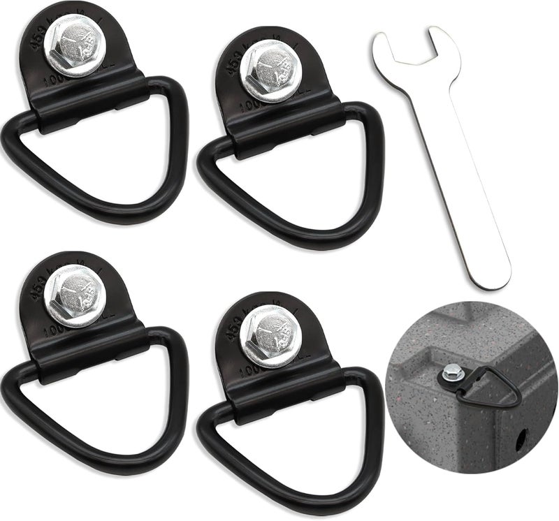 Terixe 4 Pack Tie Down Kit for Ruffland Kennel - Tie Down D-Ring Kit, 1000lb Load Capacity, with Wrench - Easy Installation, Compatible with RuffLand Kennels - Ideal for Securing Your Crate in Vehicle - Image 1